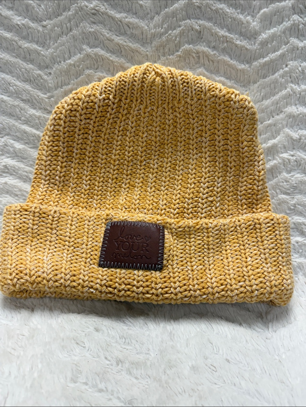 Love Your Melon 100% Heavy Weight Warm Cotton Cuffed Slouchy Beanie in Mustard